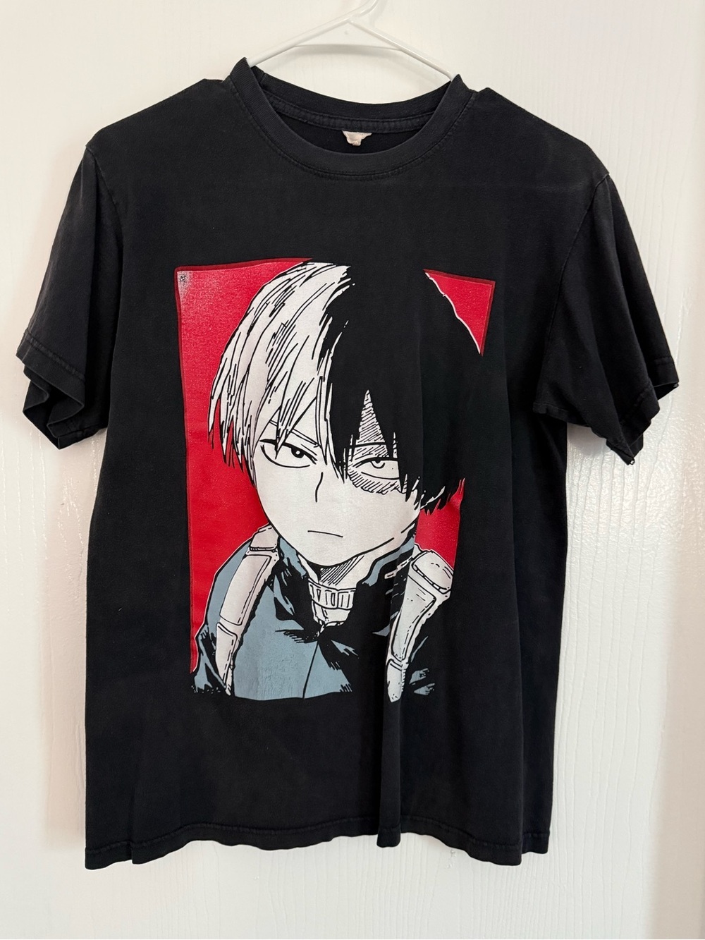 My Hero Academia Shoto Todoroki Anime Graphic T-Shirt Black Size Small